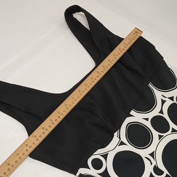 Dressbarn black/ white circles sleeveless zipper depth neck SZ 12 cocktail Dress - Picture 7 of 11